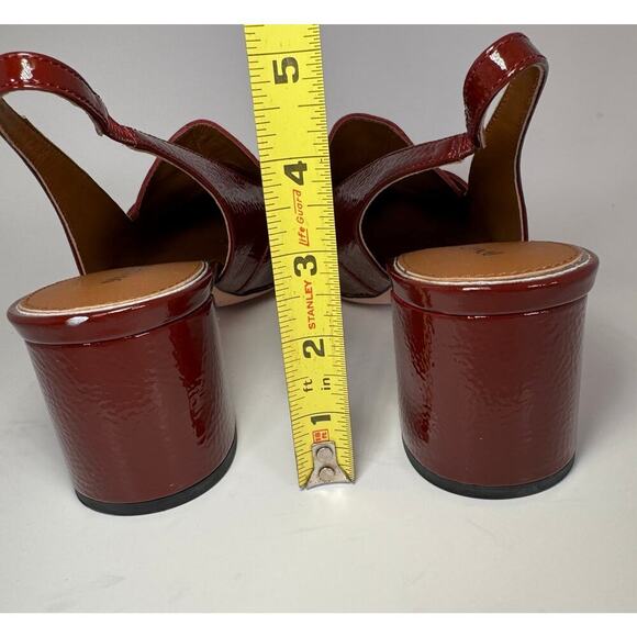 Donald Pliner Saige Slingback Block Heel Pump Patent Leather Burgundy Size 10 - Picture 4 of 9